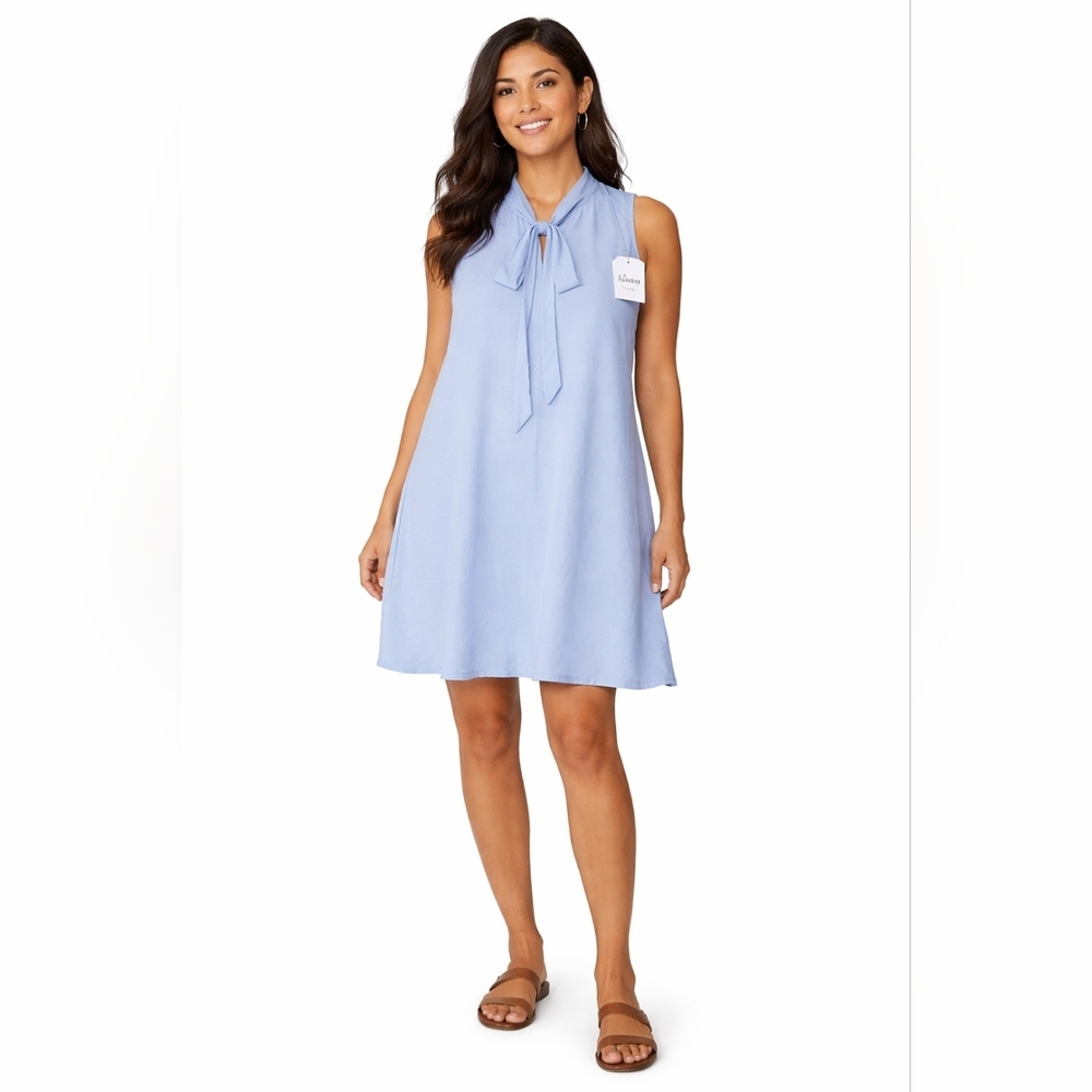 💙 CUPSHE Light Blue Tie Neck Shift Dress • Large • NWOT